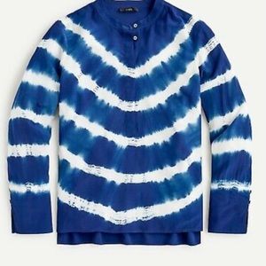 JCREW blue silk tie dye blouse